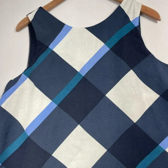 Ann Taylor Linen Blend LG Tank Top Plaid Boxy Coastal Lightweight Careerwear - Picture 5 of 16